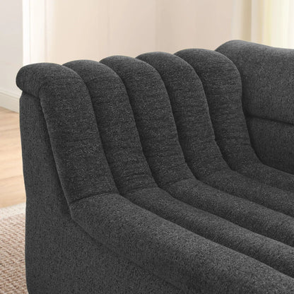 U-shaped modular sofa with wave armrests in dark gray textured fabric, 2-piece set on Tampa Home & Garden Store
