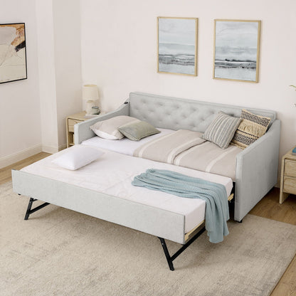 Daybed with Trundle and USB Charging Armrest