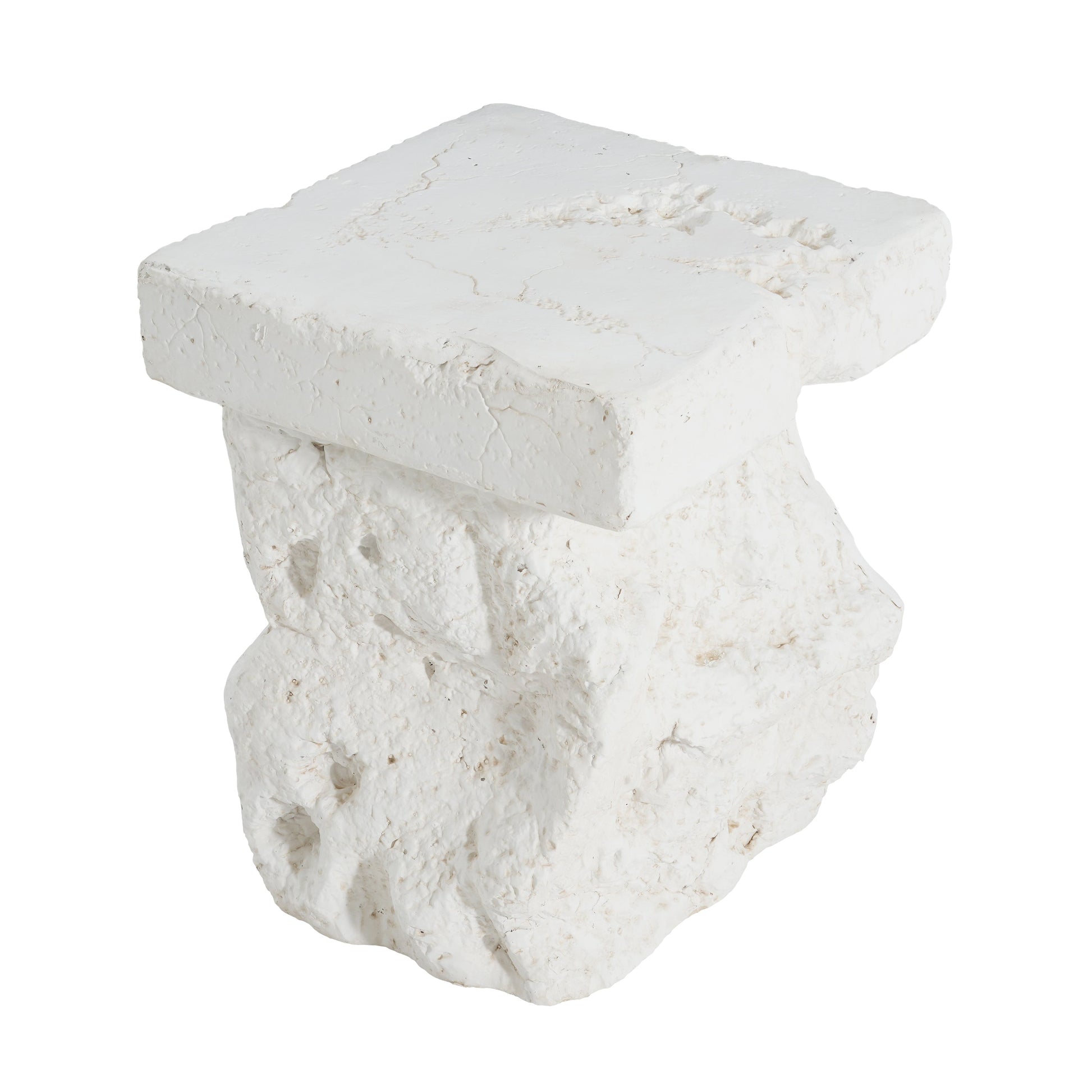 Talia Outdoor Side Table white stone-textured top rugged surface on Tampa Home & Garden Store