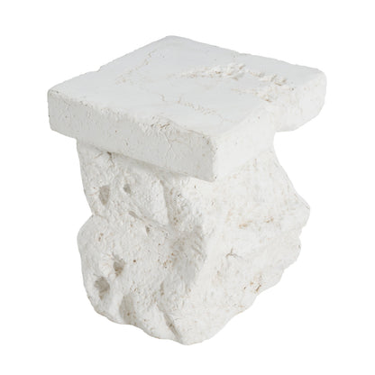 Talia Outdoor Side Table white stone-textured top rugged surface on Tampa Home & Garden Store