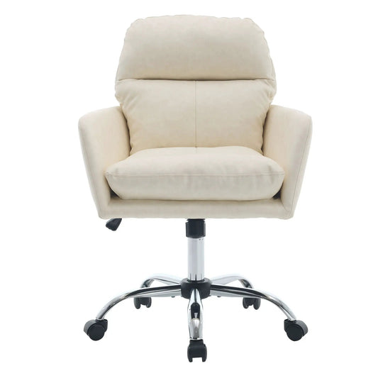 Beige swivel chair with adjustable height, cushioned back and seat, chrome base, 5-casters on Tampa Home & Garden Store