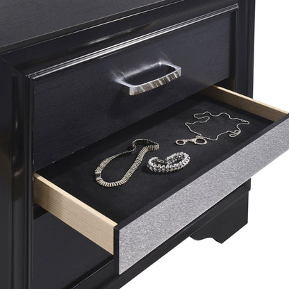 Annie 4 Piece Bedroom Set by HouseOfZazla - black dresser with chrome pull, jewelry drawer on Tampa Home & Garden Store