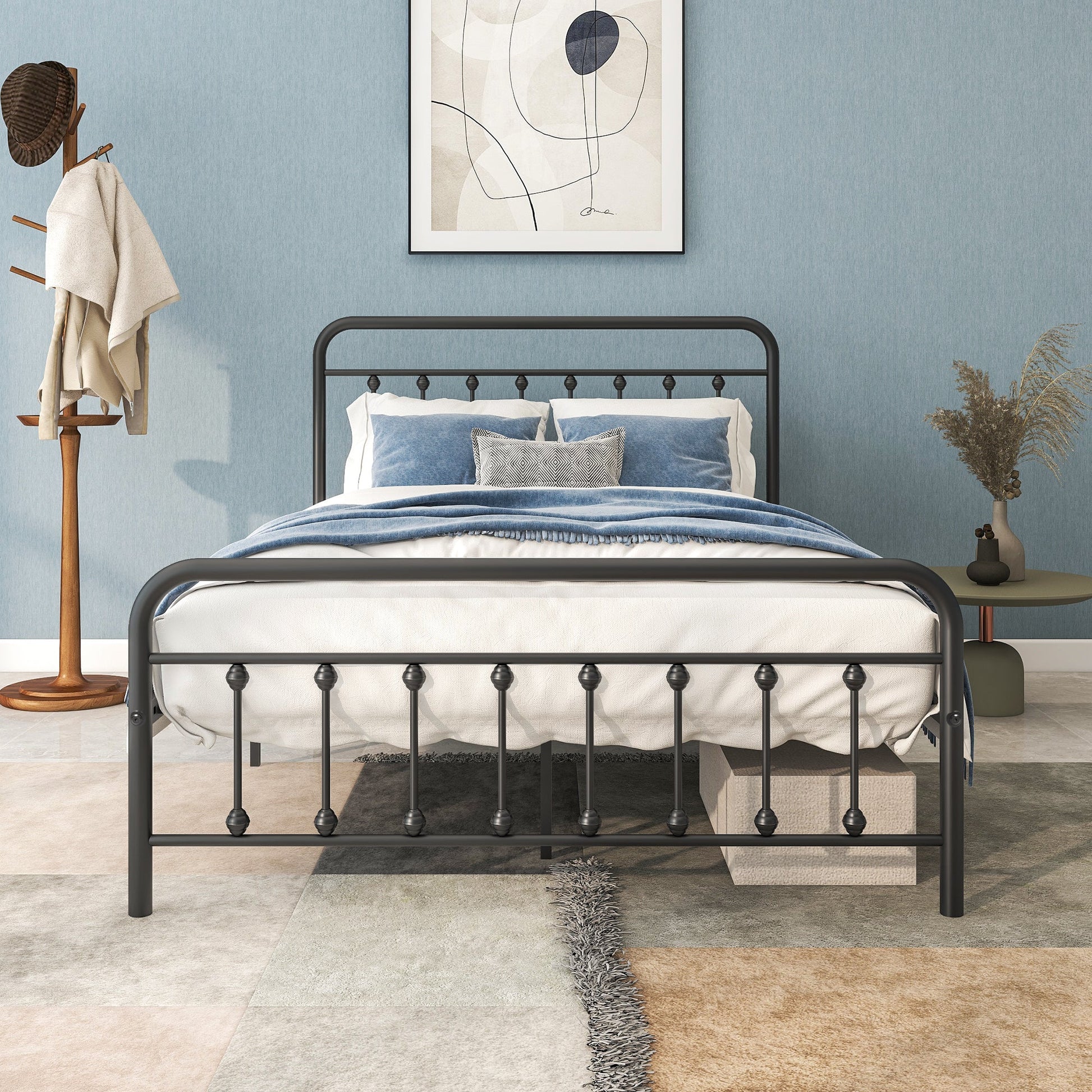 Tara Victorian-Style Steel Bed Frame, black powder-coated steel by HouseOfZazla on Tampa Home & Garden Store