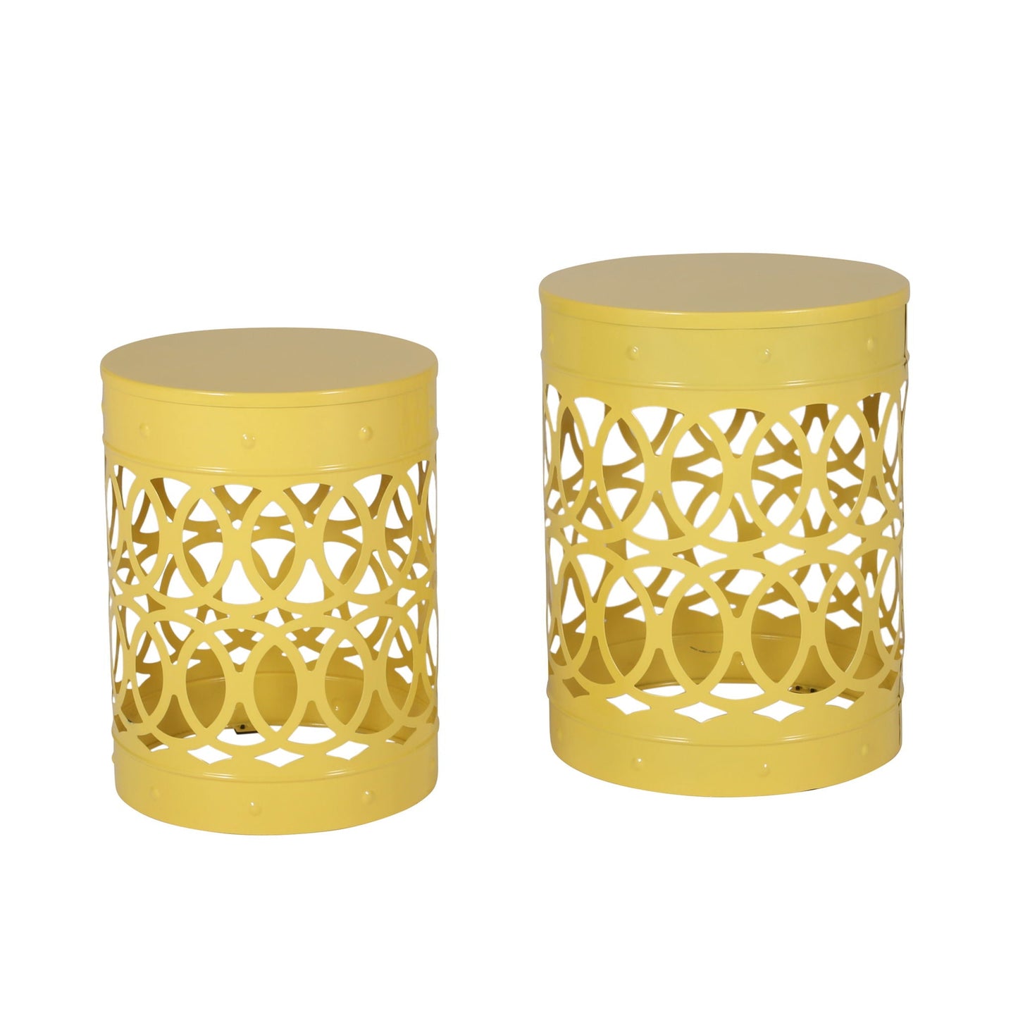 Outdoor Metal Side Tables Set of Two for Patio