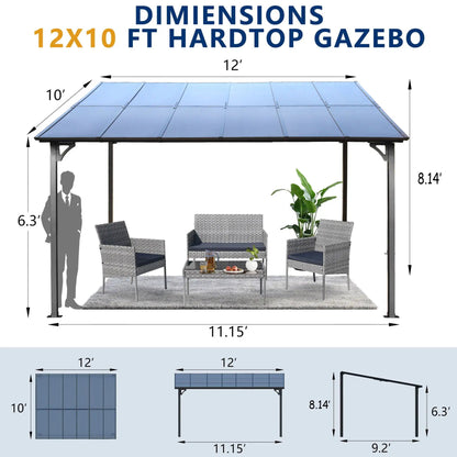 Wall Mounted Outdoor Pergola Gazebo Heavy Duty