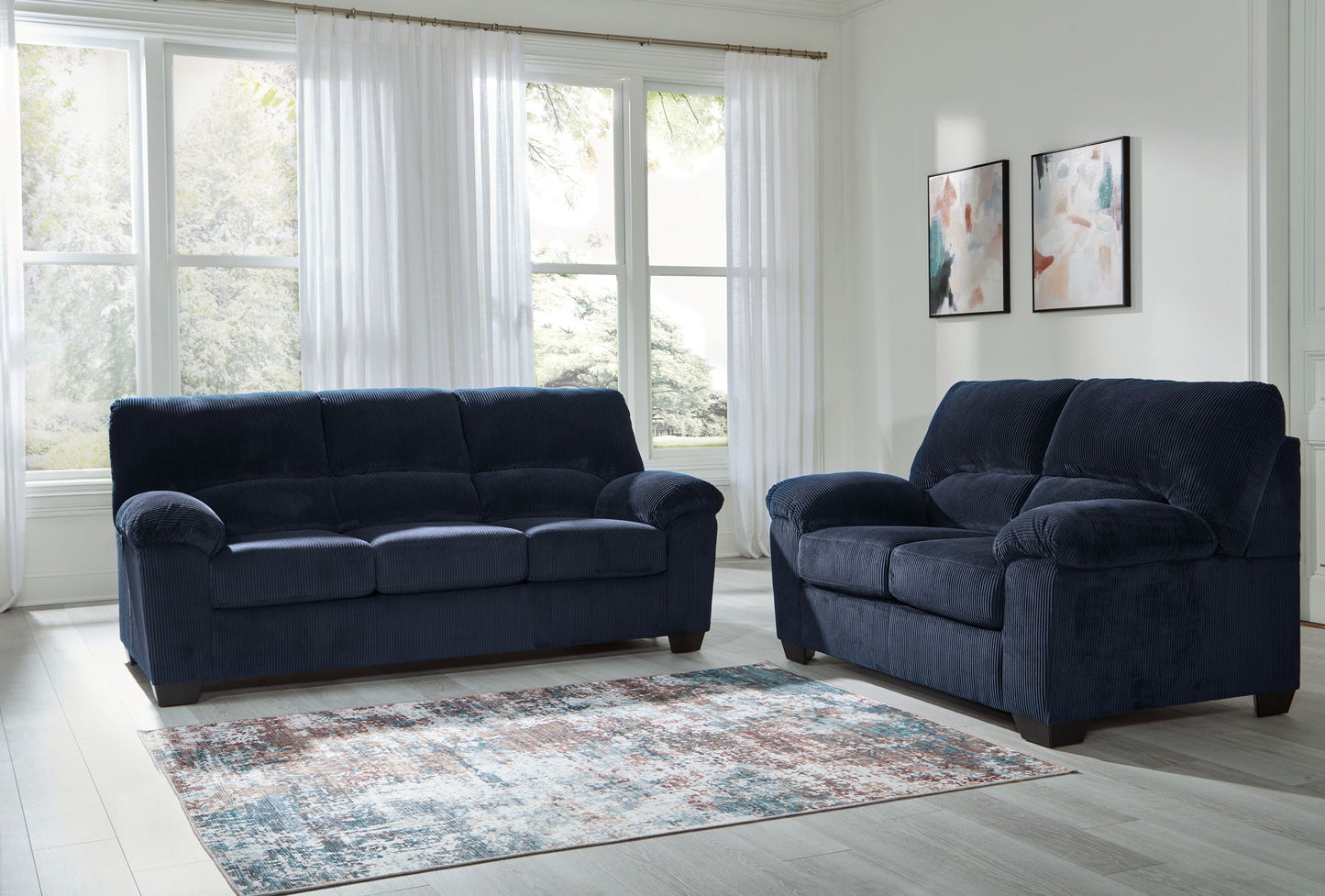 SimpleJoy Corduroy Living Room Sofa and Loveseat