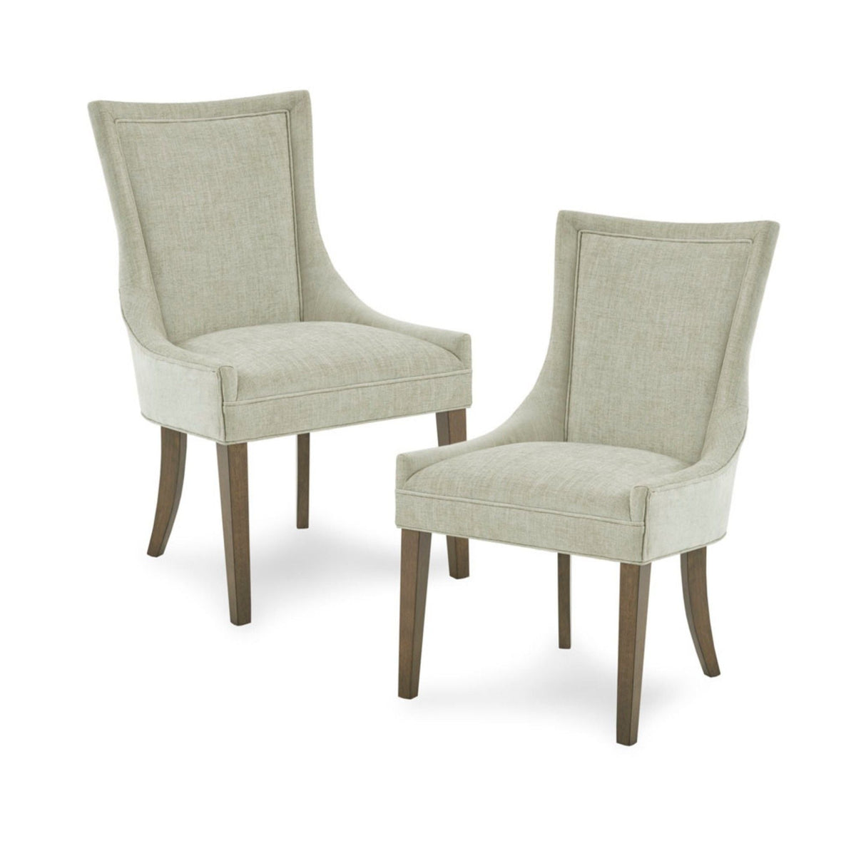 Elegant dining side chair set of 2 in beige fabric with solid wood legs on Tampa Home & Garden Store