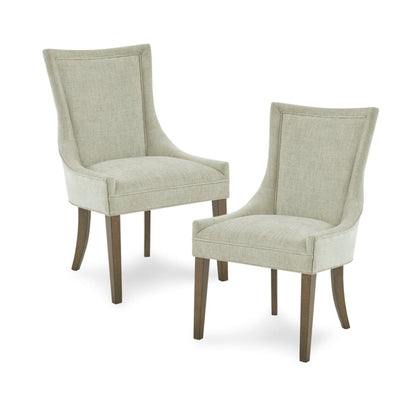 Elegant dining side chair set of 2 in beige fabric with solid wood legs on Tampa Home & Garden Store