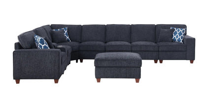 Lily sectional sofa with ottoman, black fabric, 2-piece room set by Unique Piece Furniture on Tampa Home & Garden Store