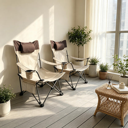 Two Comfortable Folding Outdoor Chairs and Cover