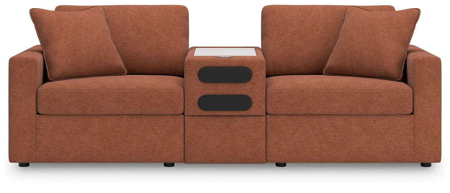 Modmax Sectional Spice in burnt-orange fabric with center console by Unique Piece Furniture on Tampa Home & Garden Store