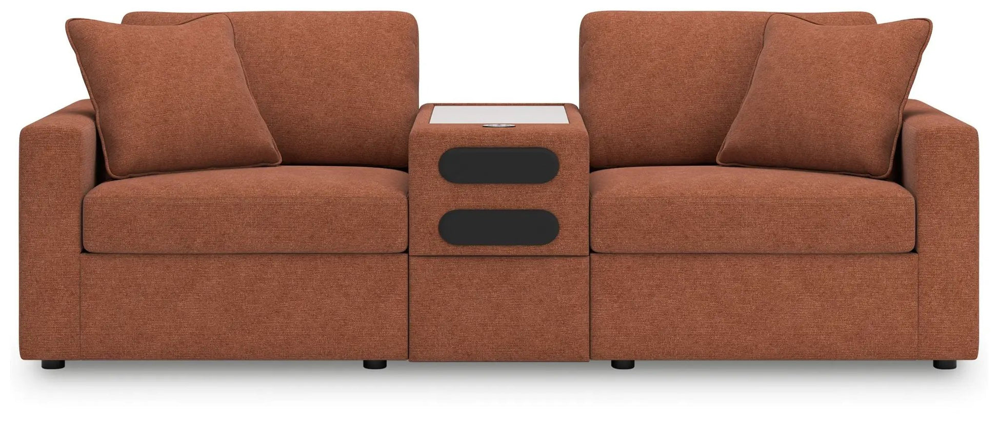 Modmax Sectional Spice in burnt-orange fabric with center console by Unique Piece Furniture on Tampa Home & Garden Store