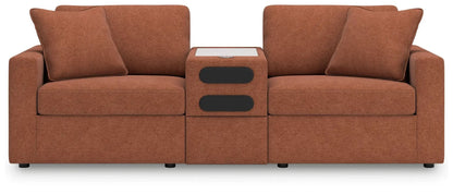 Modmax Sectional Spice in burnt-orange fabric with center console by Unique Piece Furniture on Tampa Home & Garden Store