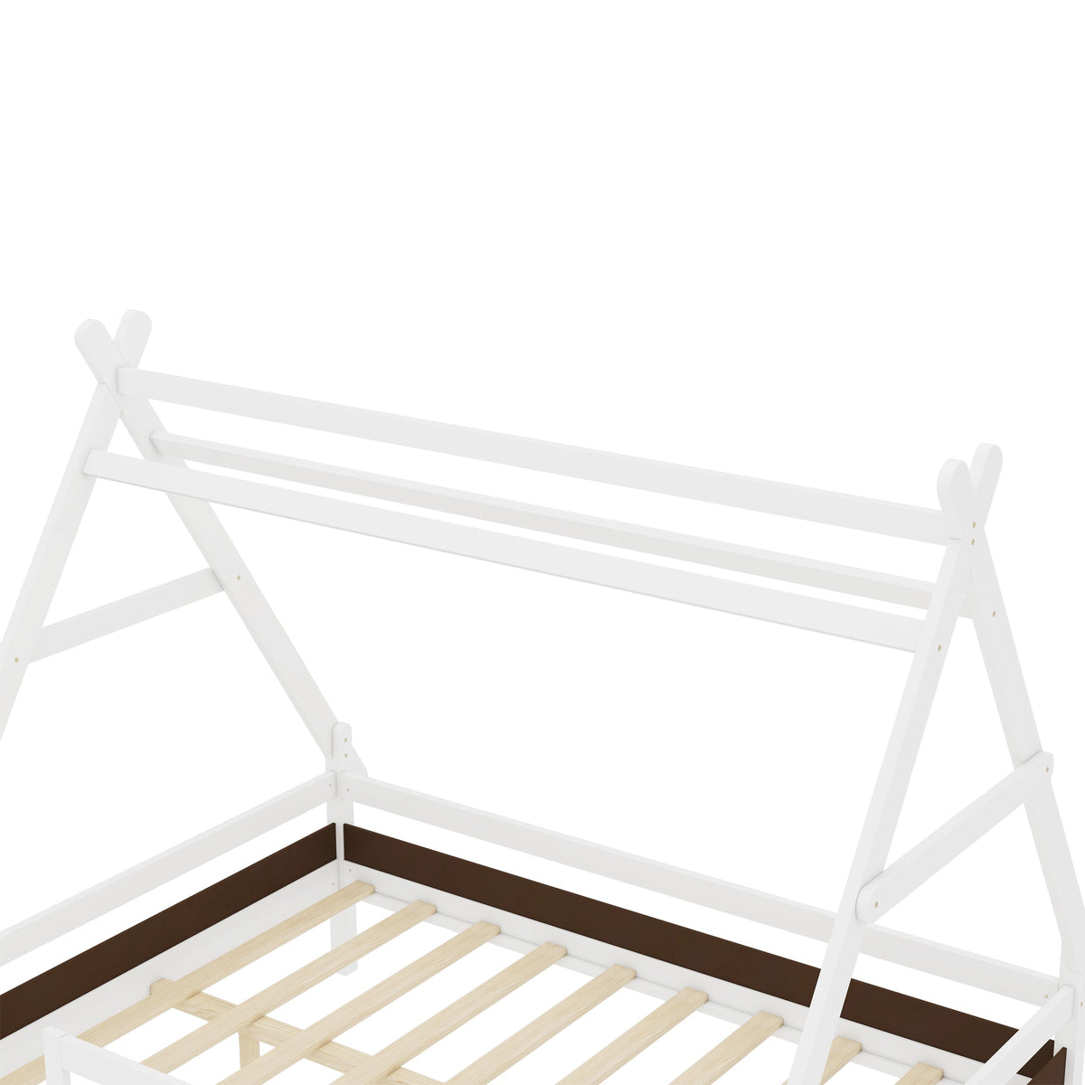 Full House Platform Bed with Stairs white solid wood frame with wood slats HouseOfZazla on Tampa Home & Garden Store