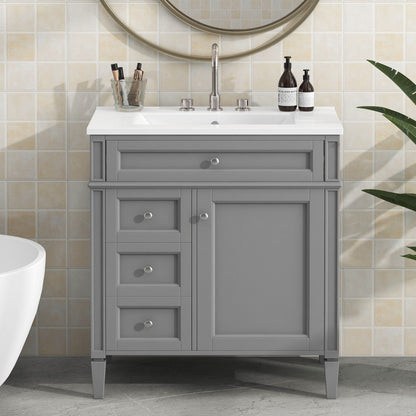 Bathroom vanity with top sink in gray, storage cabinet with two drawers by HouseOfZazla on Tampa Home & Garden Store