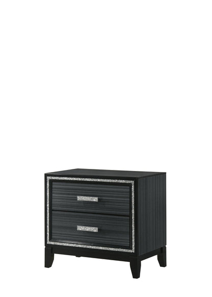 Haiden Weathered Nightstand with Silver Trim
