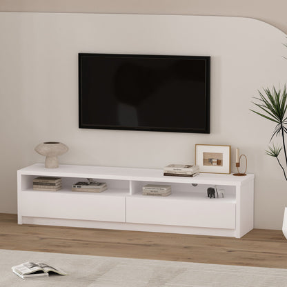 Modern 70in TV stand white with full-extension drawers, HouseOfZazla shelving unit on Tampa Home & Garden Store