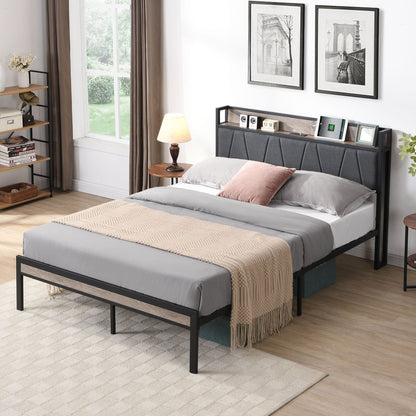Modern Bed Frame With Led Lights and Storage