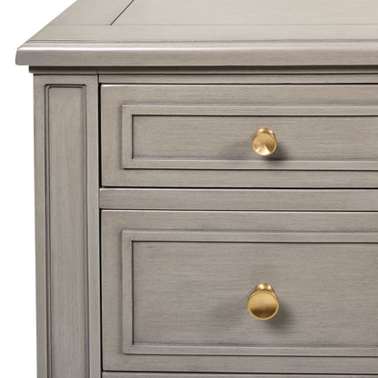 Dauphin 5-drawer executive desk gray solid rubberwood with brass knob pulls on Tampa Home & Garden Store