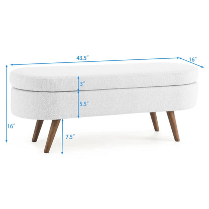 Ottoman oval storage bench light gray fabric with rubber wood legs Unique Piece Furniture on Tampa Home & Garden Store