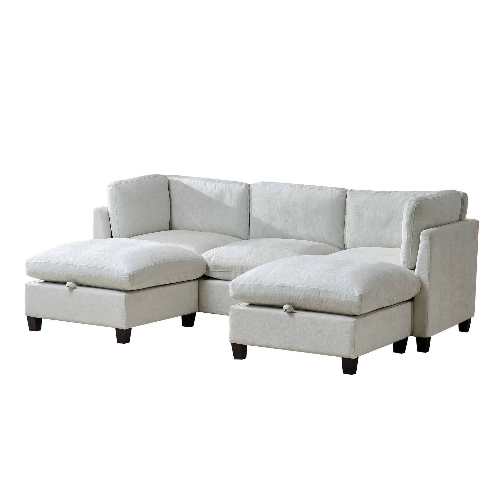 96.5-inch HouseOfZazla sectional sofa in light gray fabric with ottoman modules on Tampa Home & Garden Store