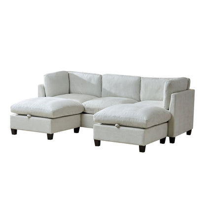 96.5-inch HouseOfZazla sectional sofa in light gray fabric with ottoman modules on Tampa Home & Garden Store