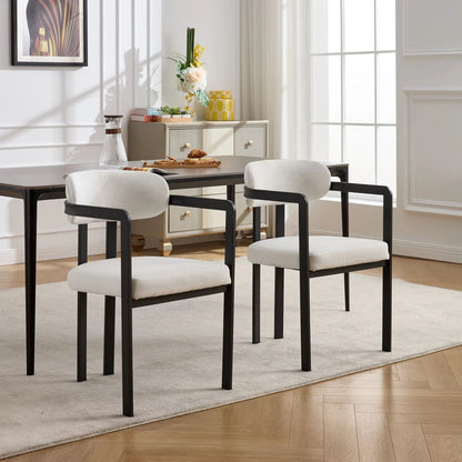 Dining Arm Chairs Set of 2 with Matte Metal Legs