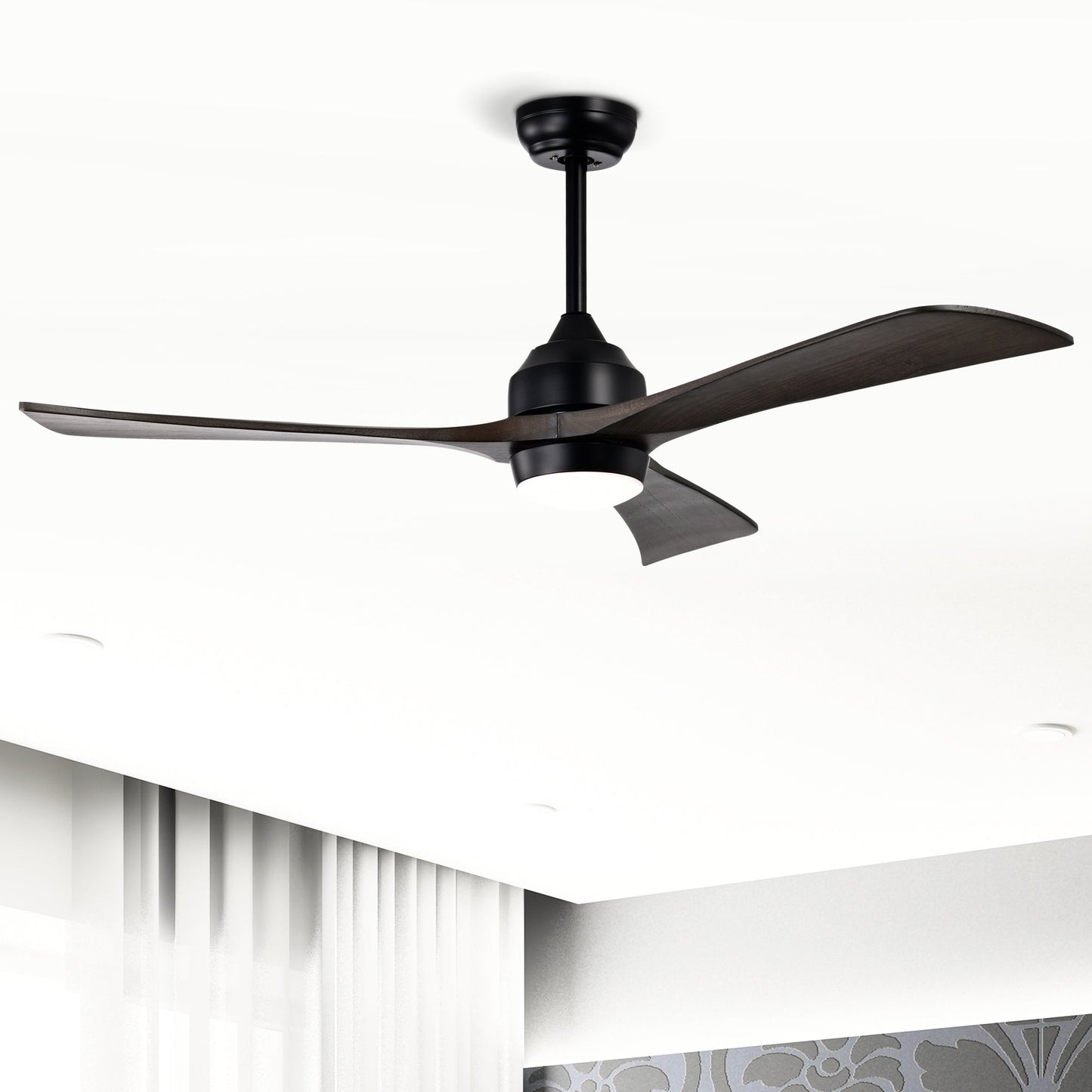 52in solid wood blade ceiling fan with integrated light and remote by HouseOfZazla on Tampa Home & Garden Store
