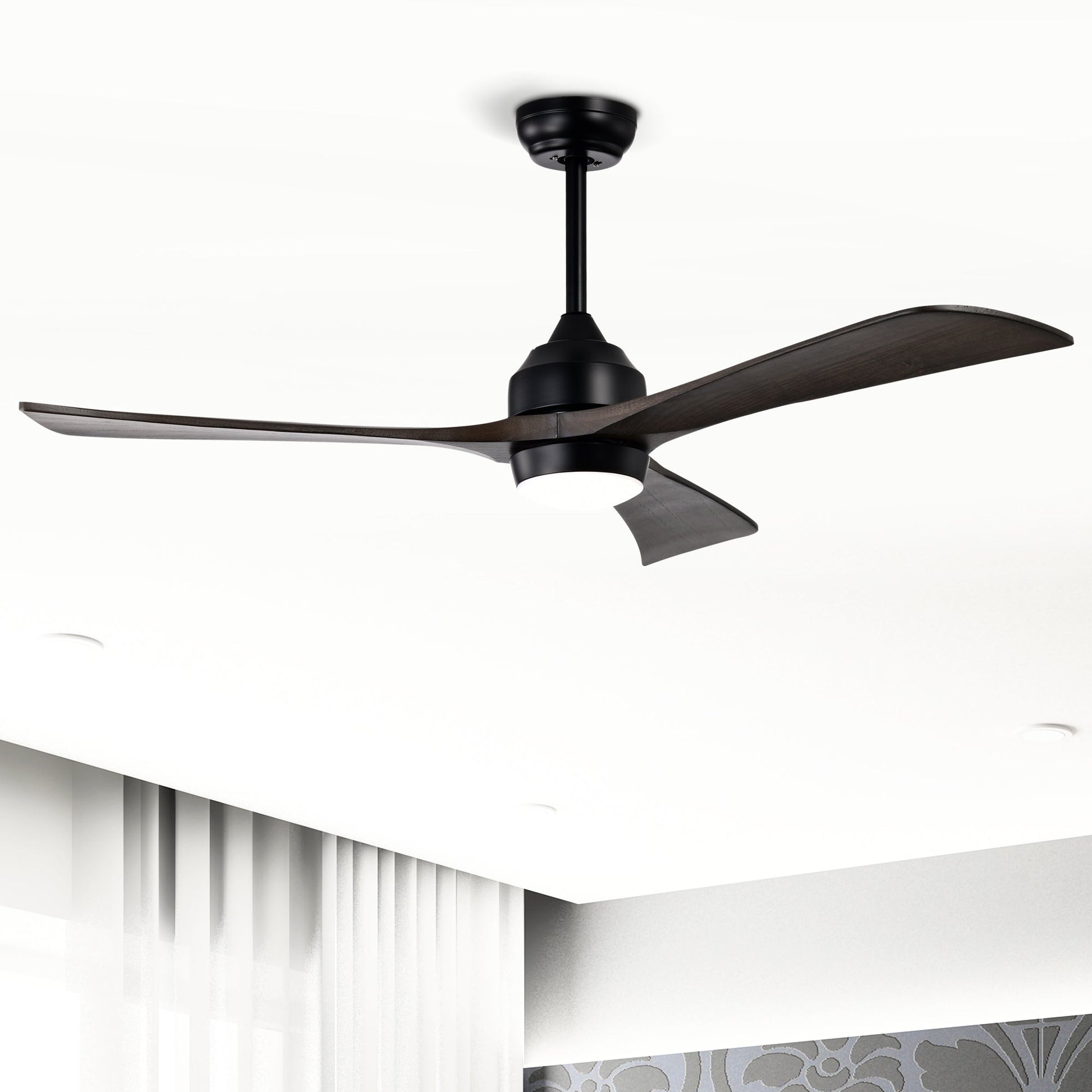 52in solid wood blade ceiling fan with integrated light and remote by HouseOfZazla on Tampa Home & Garden Store