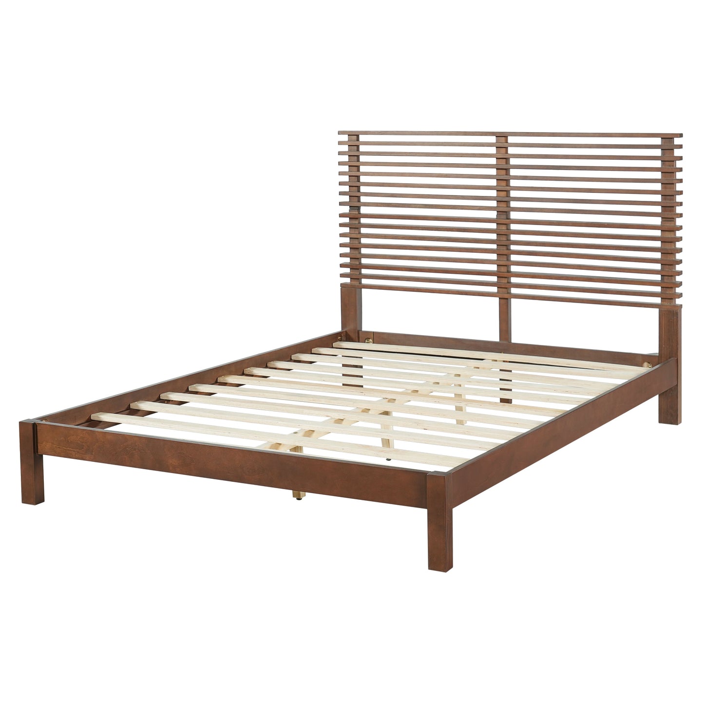 Queen Solid Wood Platform Bed in a Walnut Finish