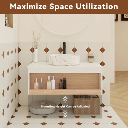 Floating Bathroom Vanity with Vessel Sink