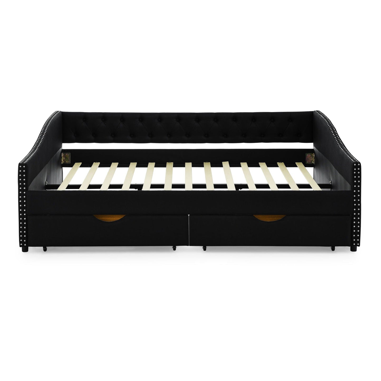 Upholstered Tufted Daybed with Storage Drawers