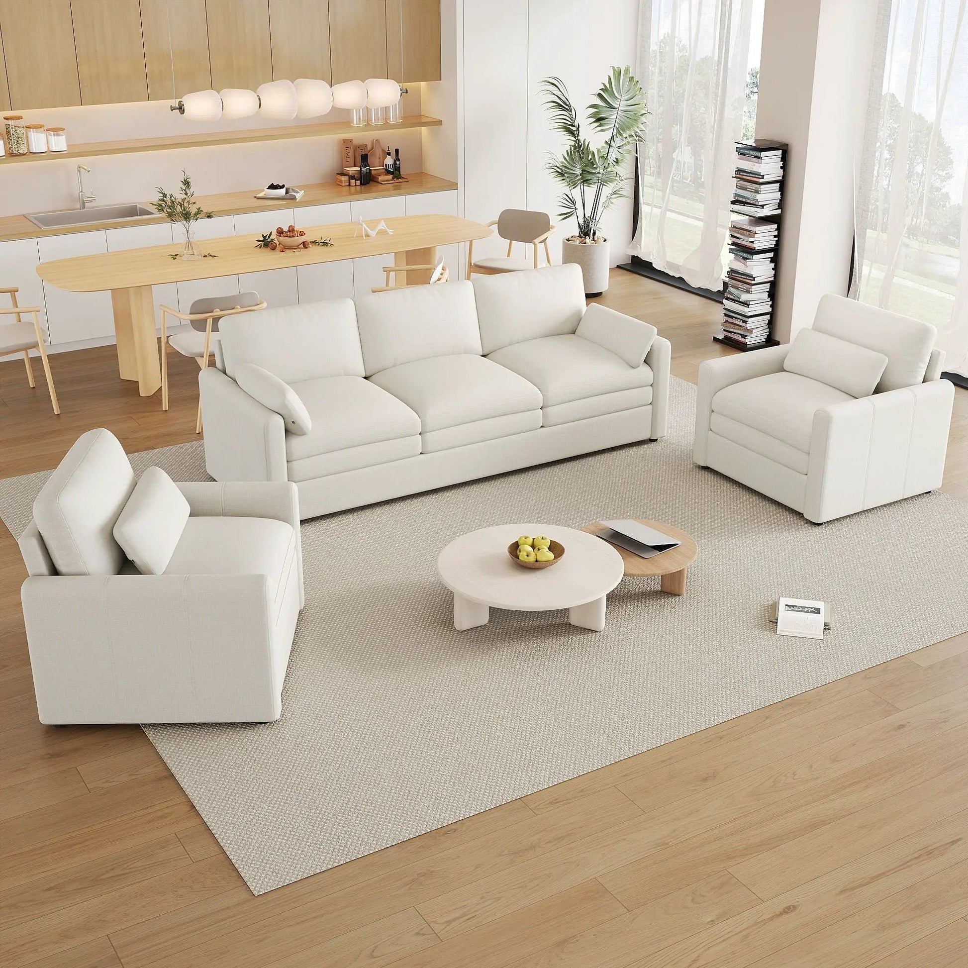 Cloud sofa set white fabric, 3-piece living room set by Unique Piece Furniture on Tampa Home & Garden Store