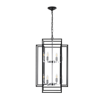 8-light black and chrome geometric pendant chandelier with square frame by HouseOfZazla on Tampa Home & Garden Store