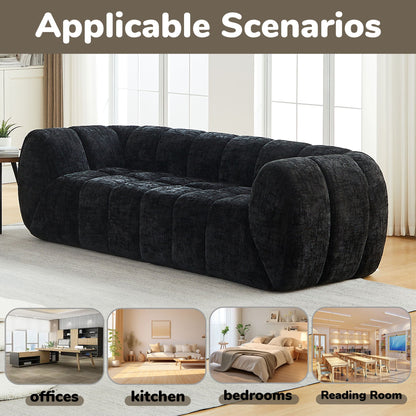 Modern Piano Key Backrest Sofa With Upholstery