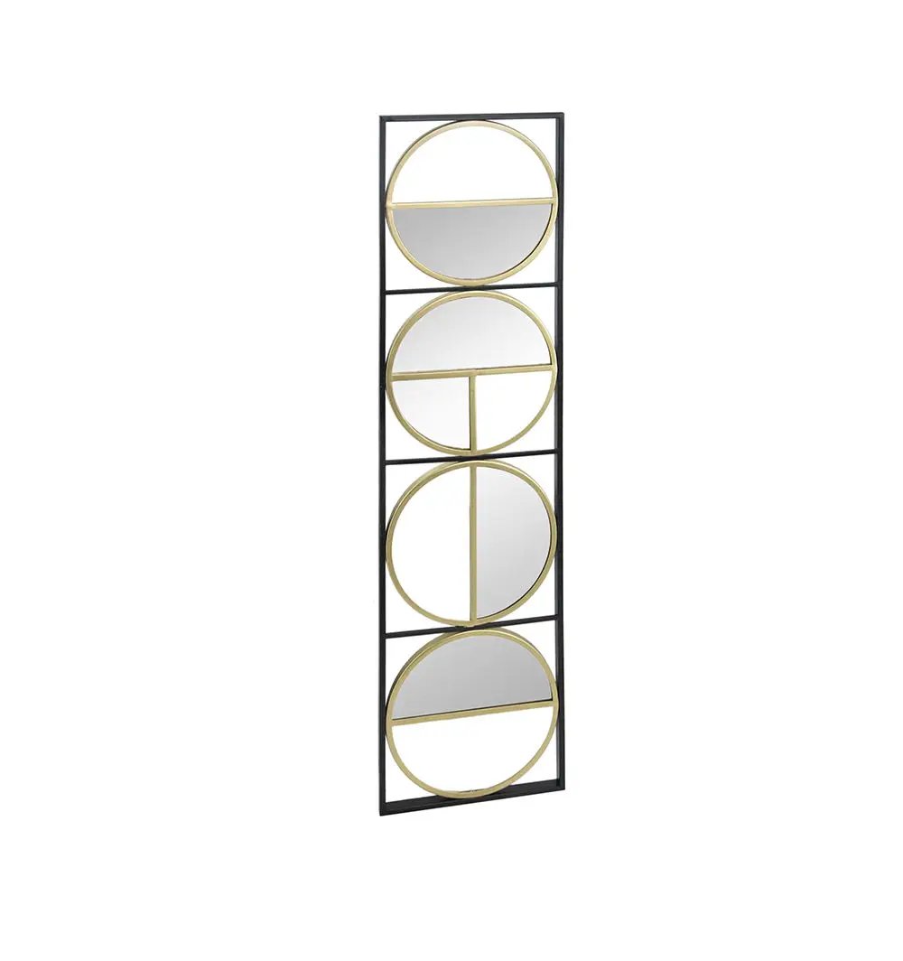 Eclectic Styling Metal Beaded Wall Mirror with gold circular mirrors in a black frame on Tampa Home & Garden Store