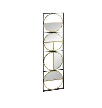 Eclectic Styling Metal Beaded Wall Mirror with gold circular mirrors in a black frame on Tampa Home & Garden Store