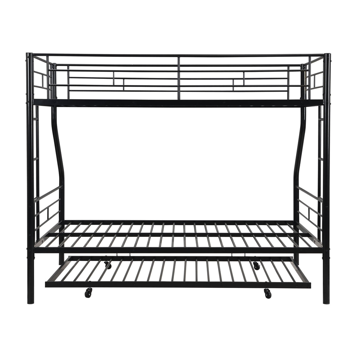 Modern Metal Bunk Bed frame in black metal with guard rails and ladder by HouseOfZazla on Tampa Home & Garden Store