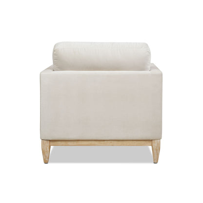 Modern Farmhouse chaise lounge with removable cushions beige by HouseOfZazla wooden legs on Tampa Home & Garden Store