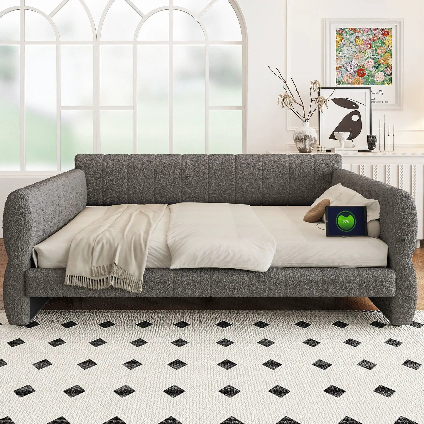 Upholstered Platform Bed With USB Charging Ports