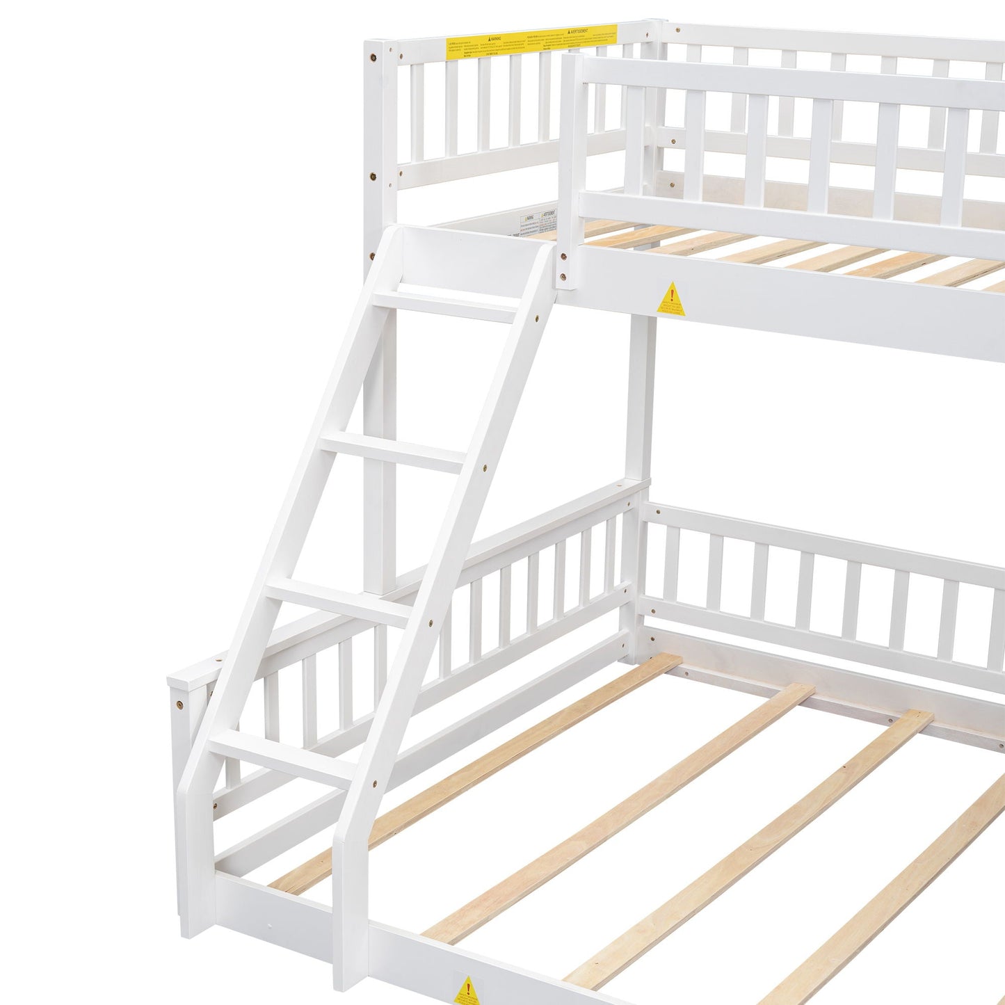 Bunk bed with ladder and guardrails, white wooden frame, HouseOfZazla on Tampa Home & Garden Store