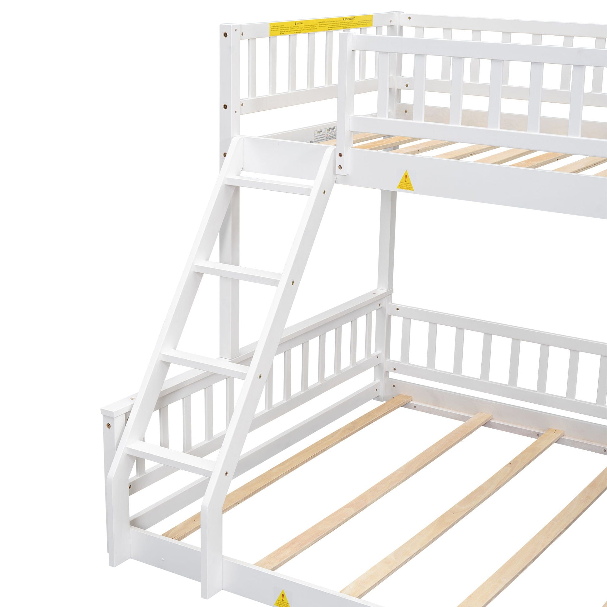 Bunk bed with ladder and guardrails, white wooden frame, HouseOfZazla on Tampa Home & Garden Store