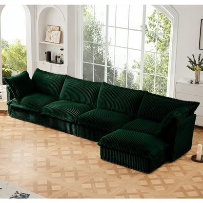 Slipcovered L-shaped sectional long sofa couch emerald velvet by HouseOfZazla on Tampa Home & Garden Store