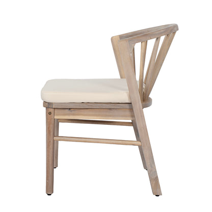 Acacia Wood Patio Outdoor Dining Chairs Set of 2