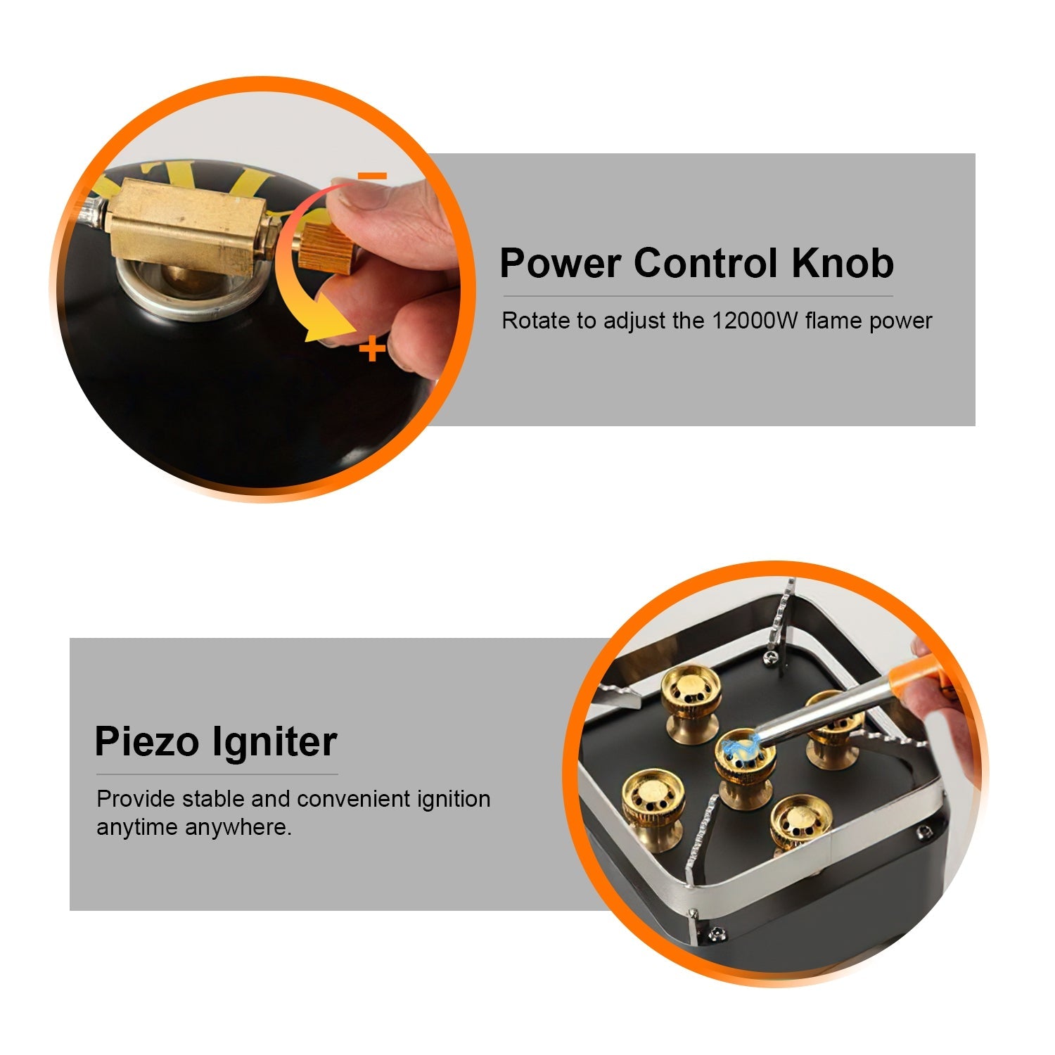 12000W portable camping stove with power knob and piezo igniter GemGear portable cooking stove on Tampa Home & Garden Store