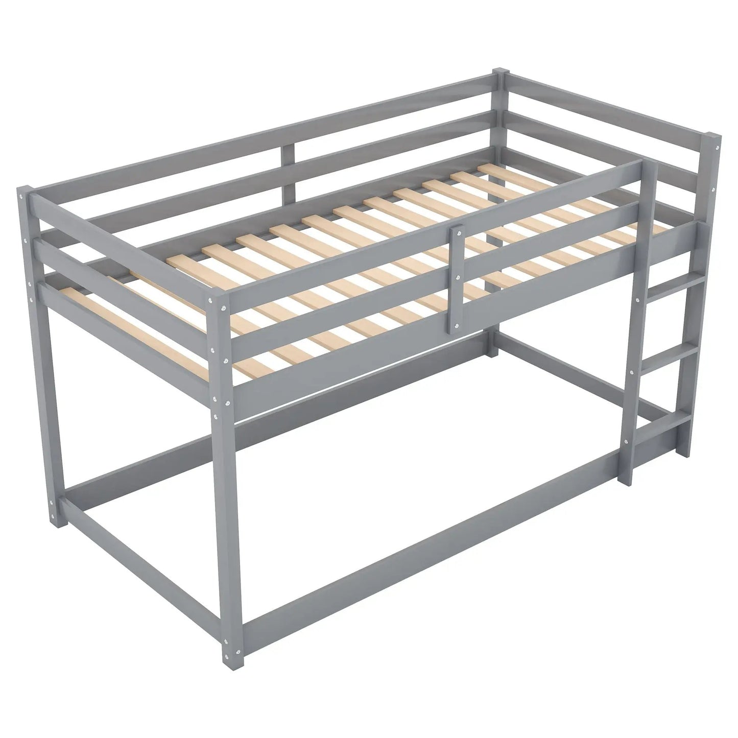 Durable Solid Wood Floor Bunk Bed With Ladder