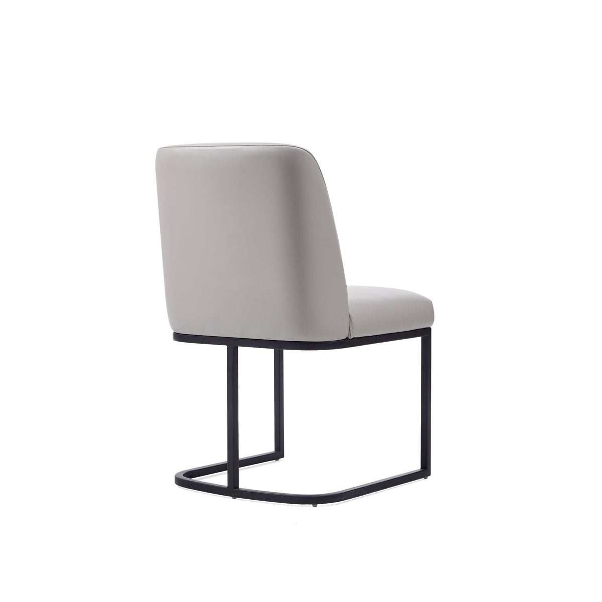 Serena dining chair with geometric black metal base in taupe upholstery on Tampa Home & Garden Store