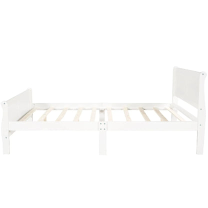 White platform bed frame with headboard and footboard and wood slat support on Tampa Home & Garden Store