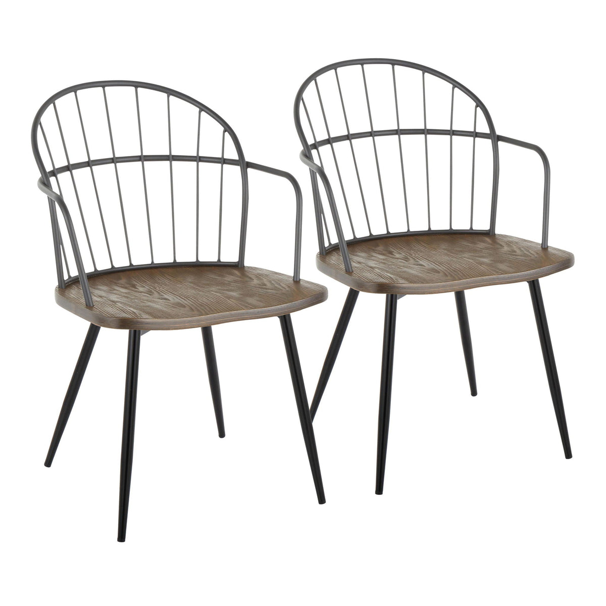 Farmhouse Arm Chair Set of 2 by HouseOfZazla, dark brown wood seats, spindle-back on Tampa Home & Garden Store