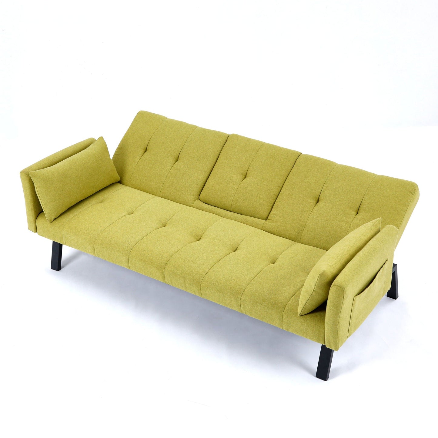 Green Foldable Sofa Bed with a Cup Holder